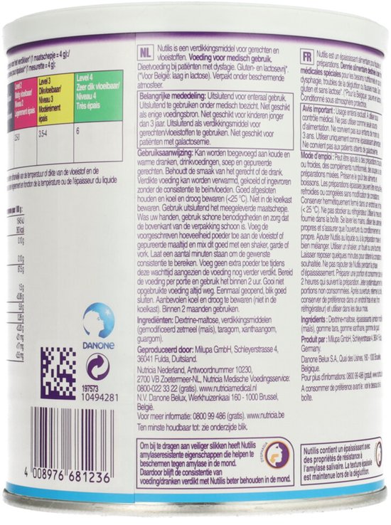 Verdikking van voeding en vloeistoffen met amylaseresistente eigenschappen.