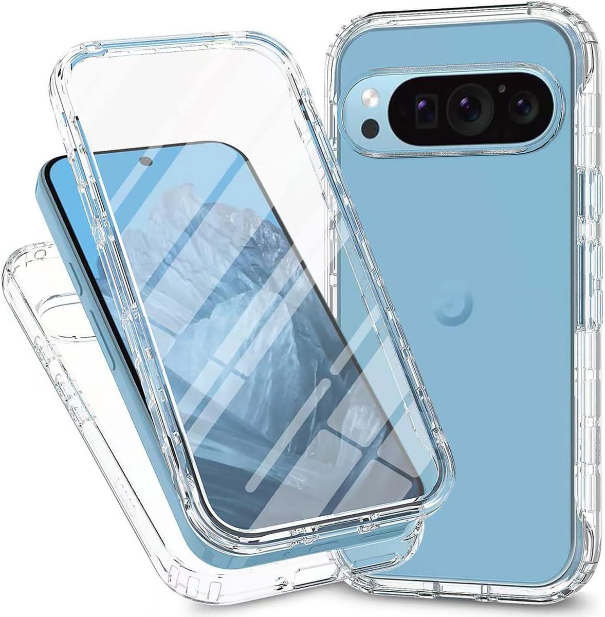 Telefoonhoesje Google Pixel 10 Pro - Beschermhoes Case - Telefoon Beschermen - Ingebouwde Screenprotector - 360 Graden Bescherming - Transparant