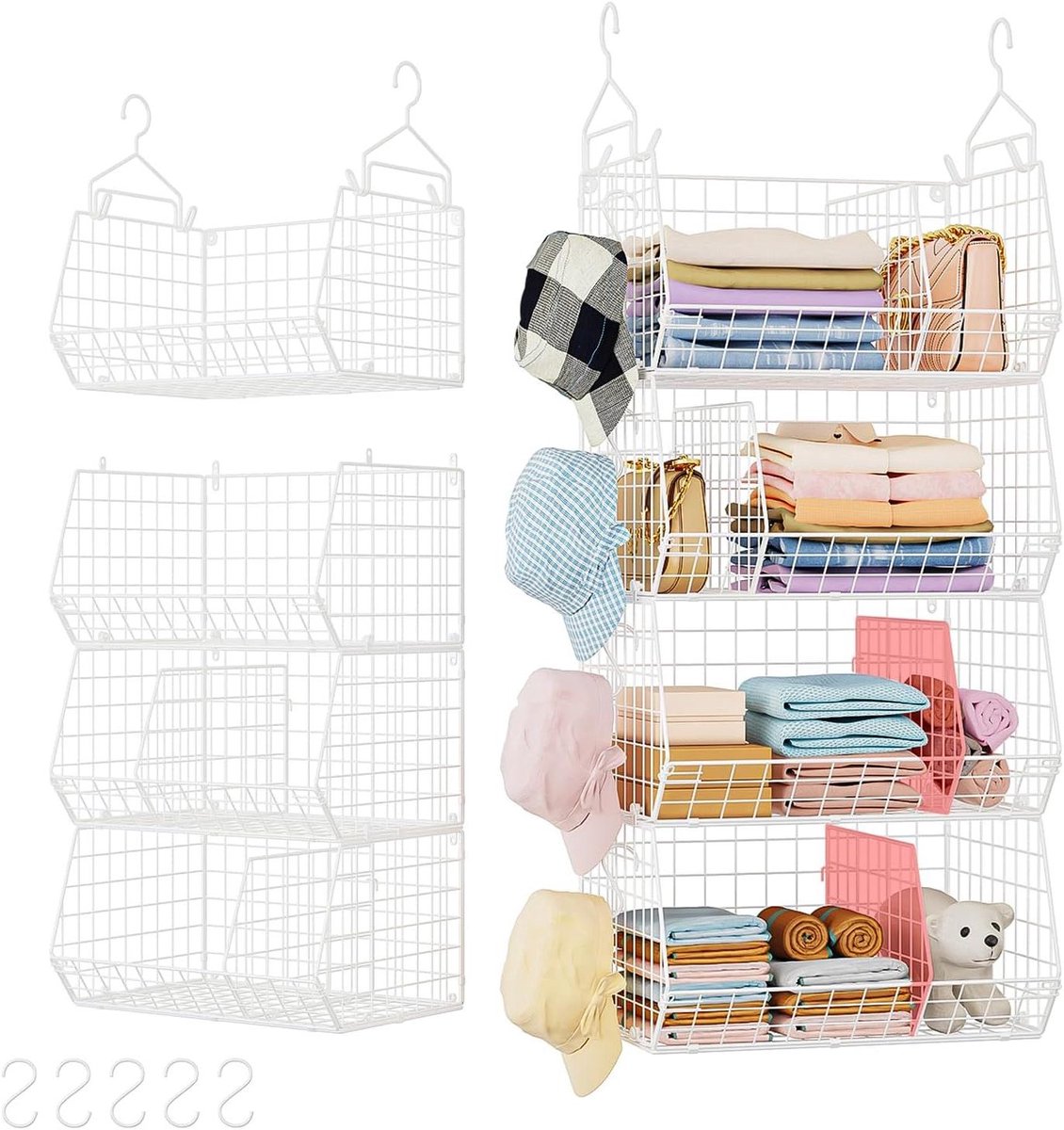 Hangende Opberger - Kast Organizer - Kleding Opbergen - Verstelbare Dividers - 106 cm Hoog - Wit