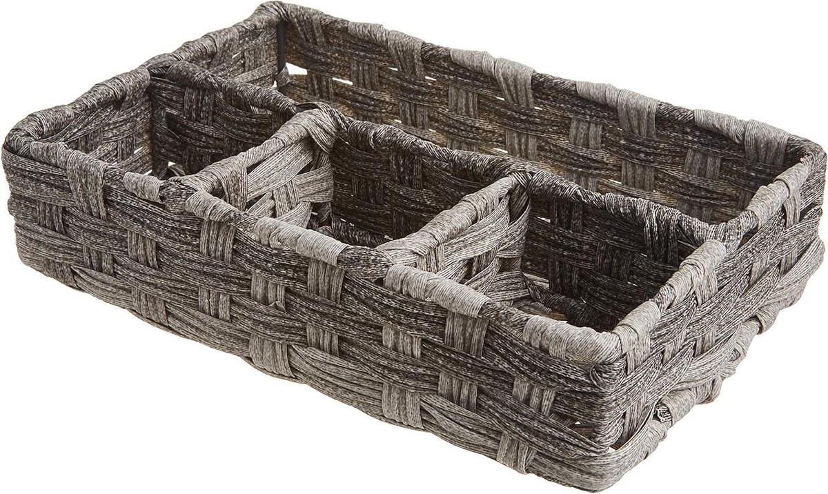 Opbergtray met 4 vakken - Organizer lade - Kantoor Organiseren - Handgeweven over draadframe