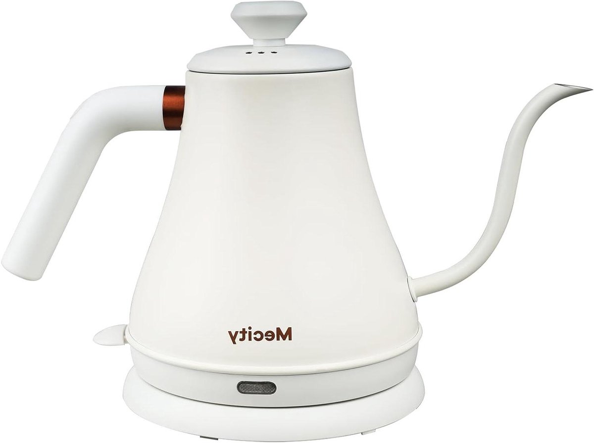 Elektrische waterkoker - Koffieketel thee - Nauwkeurig schenken - Zwanenhals tuit - 1000 W - Melkwit