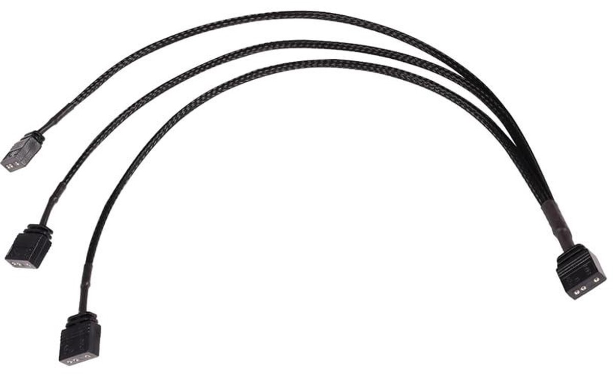 Y-splitter Kabel - aRGB Splitter - PC Modding - 3x 3-Pin Aansluitingen - 30 cm - Zwart