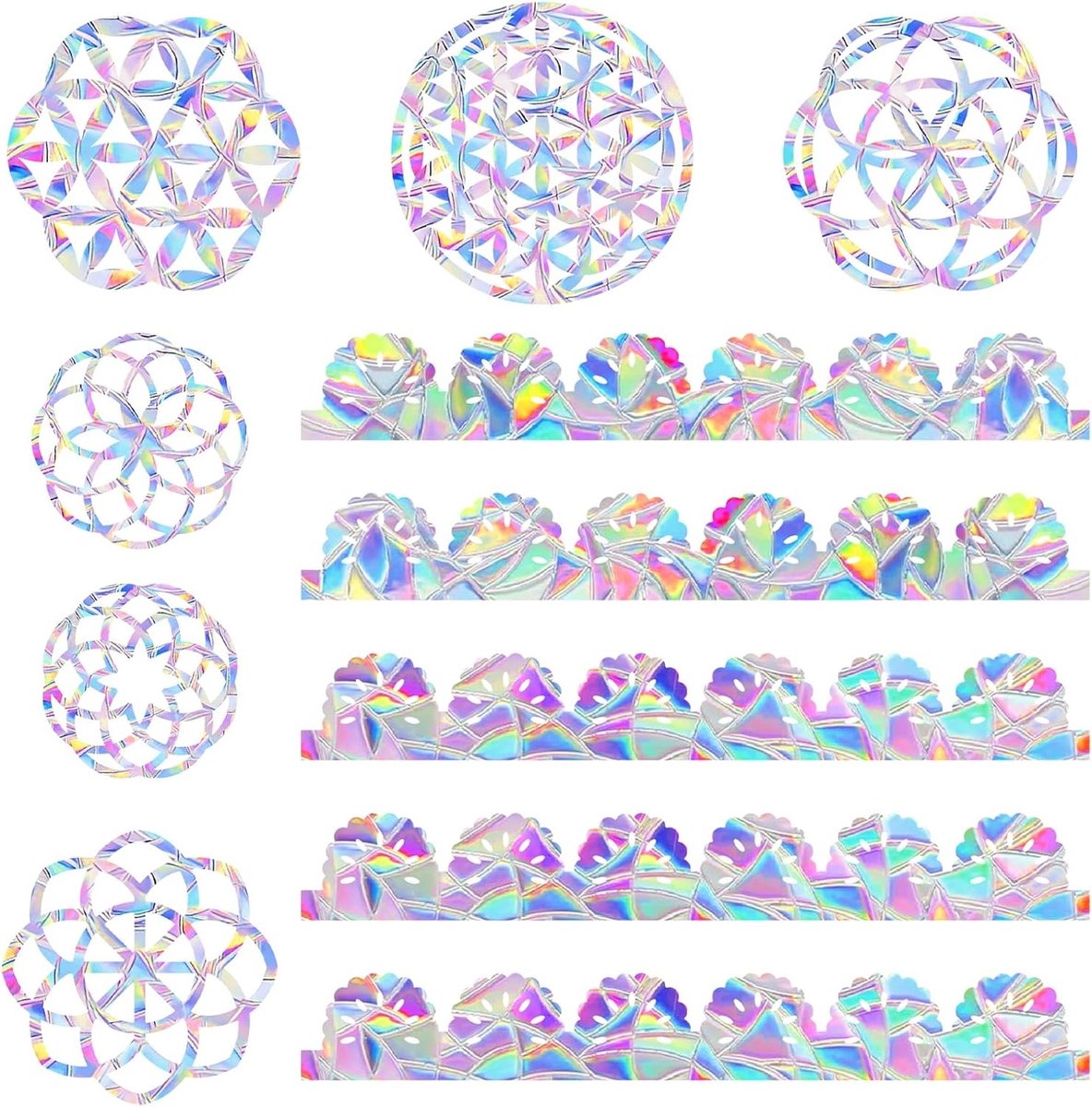 22 Stuks Regenboog Raamstickers, Flower of Life Static Prism Decoraties voor Glas, Reflecterende Anti-Collisie Stickers voor Binnenhuisdecoratie en Creatieve Versiering