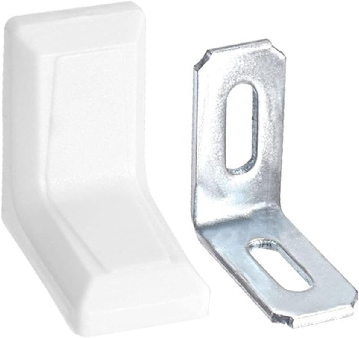 8 Stuks L-vormige Hoekbeugels voor Hout, 90 Graden Hoeksteunen, Metalen Platen voor Planken en Meubels met 8 Plastic Covers