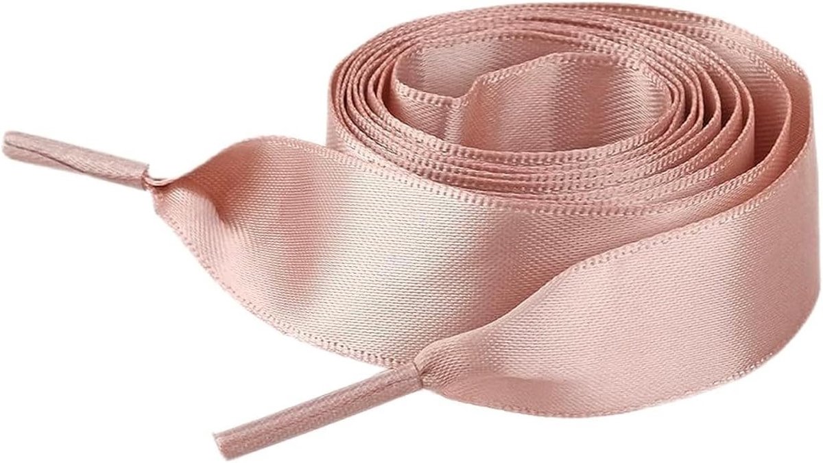 4 Paar Satijnen Veters van 100 cm, 2 cm Breed, Universele Platte Veters voor Casual Sneakers, Duurzame Vervangingsveters in Oudroze voor Diverse Maten