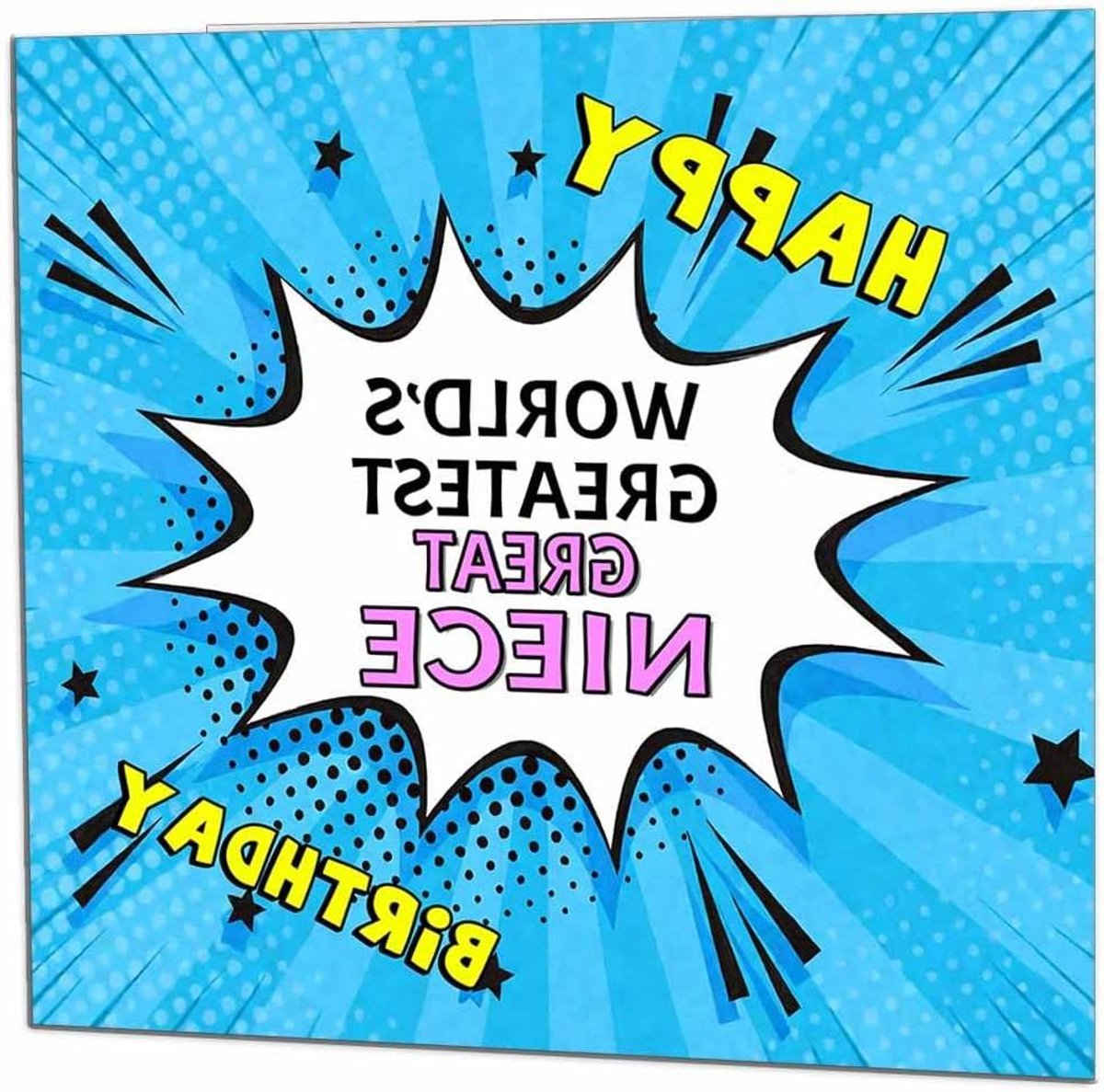 Verjaardagskaart Nichtje - Wenskaart Pop Art - Feliciteren jarige - Stripboek Stijl - 145 x 145mm - Grote Nichtje