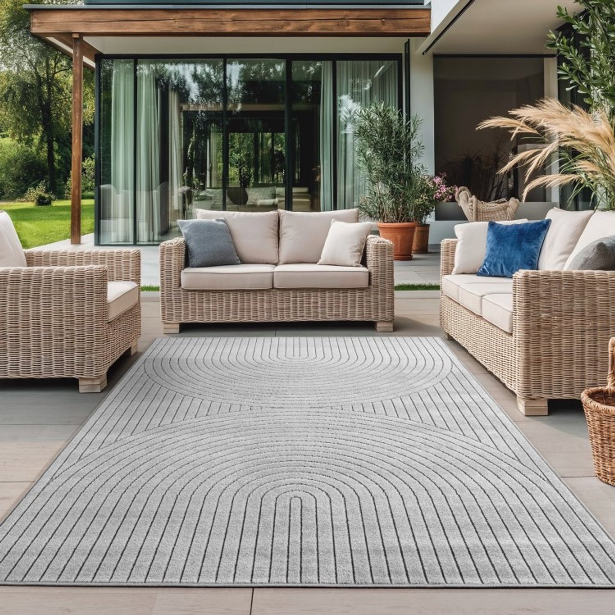TapisTrend Buiten- en terraskleden Geld 160x230 cm buitenkleed voor woonkamer en slaapkamer, UV-bestendig, antislip, platgeweven
