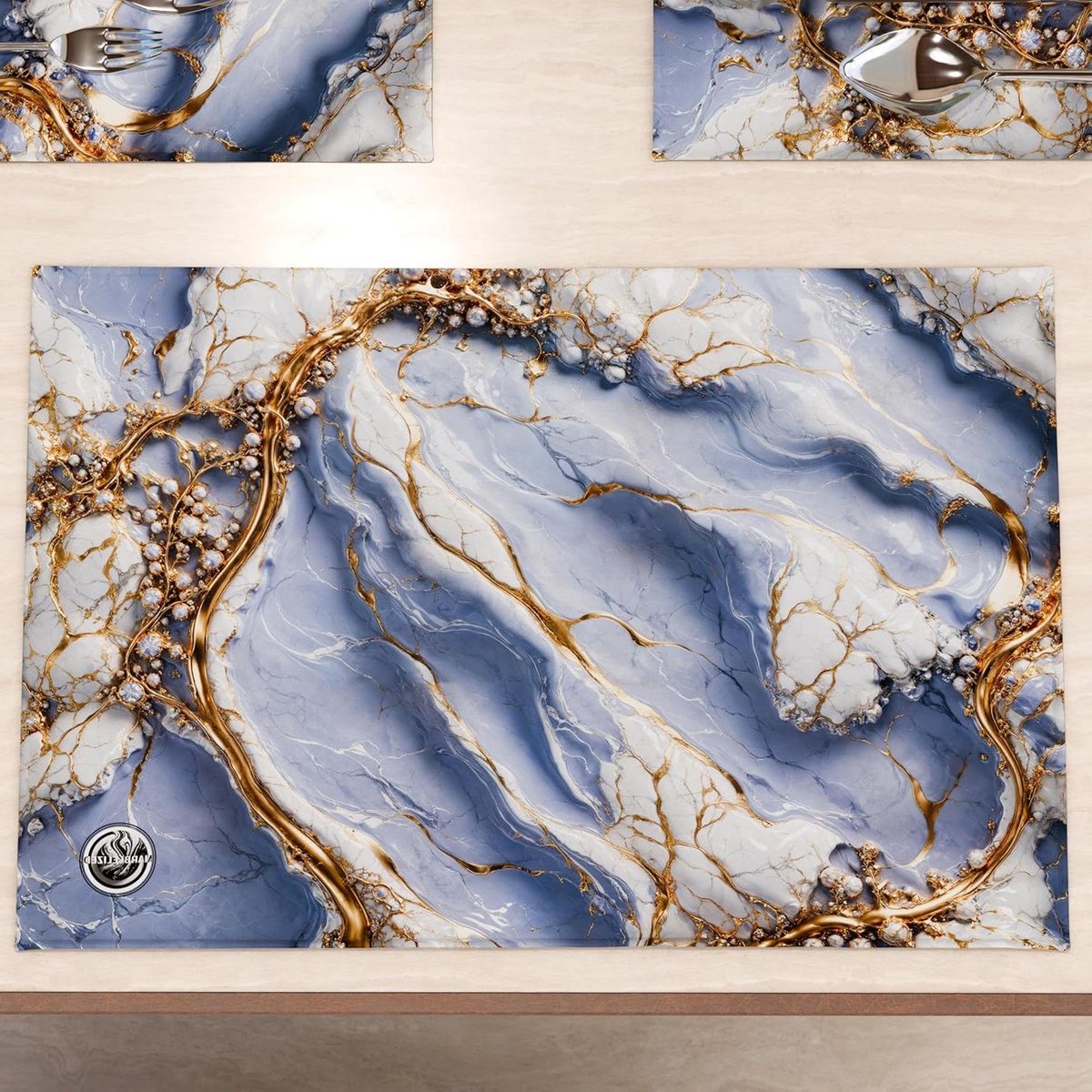 Amerikaanse placemats - Tafelonderleggers - Tafeldekken - 3D-marmereffect - 30x45 cm - Paars