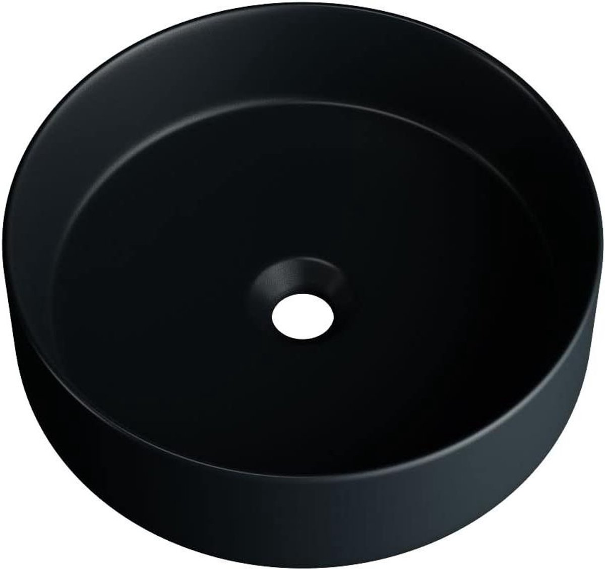 Wastafel Keramiek - Waskom Badkamer - Badkamer Inrichten - Lotuseffect Oppervlaktecoating - 35x35x11 cm - Mat Zwart
