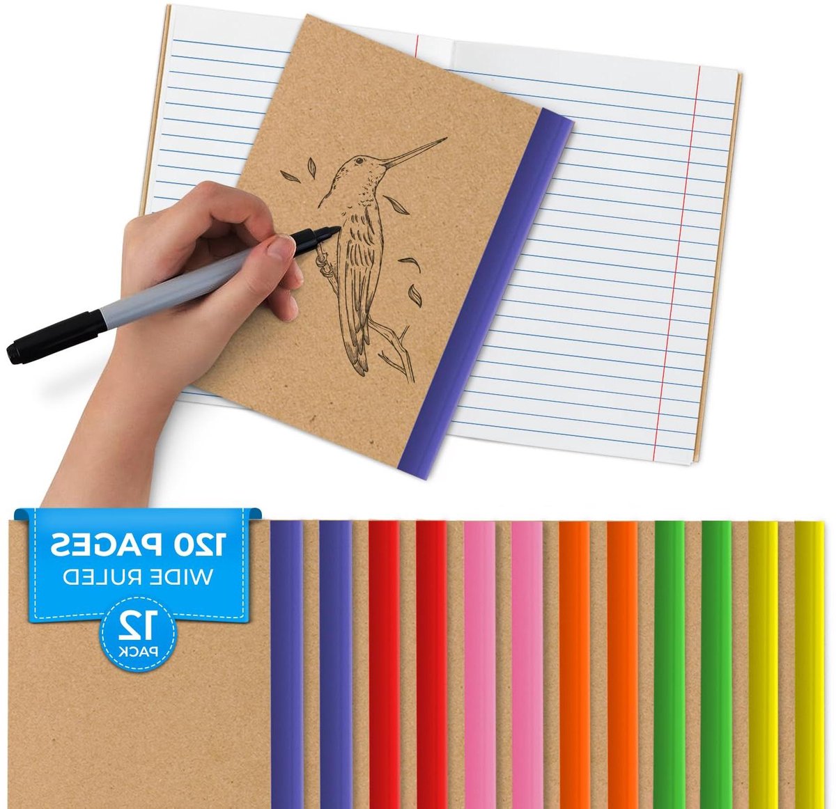 Kraft Notitieboeken - Schrijfblokken - Notities Maken - Extra Dik Papier - 12 Stuks - Bruin