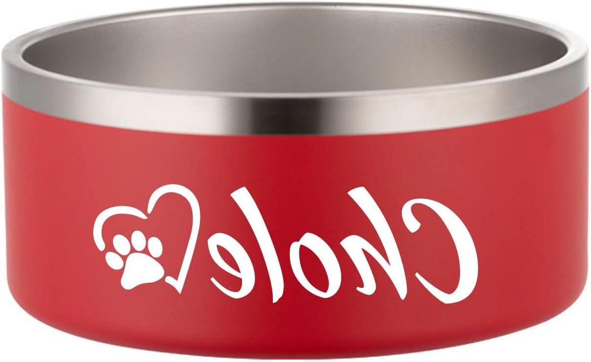 Hondenkom Roestvrij Staal - Voerbak Kat - Huisdier Voeden - Gepersonaliseerde Naam - 64 Ounces - Rood