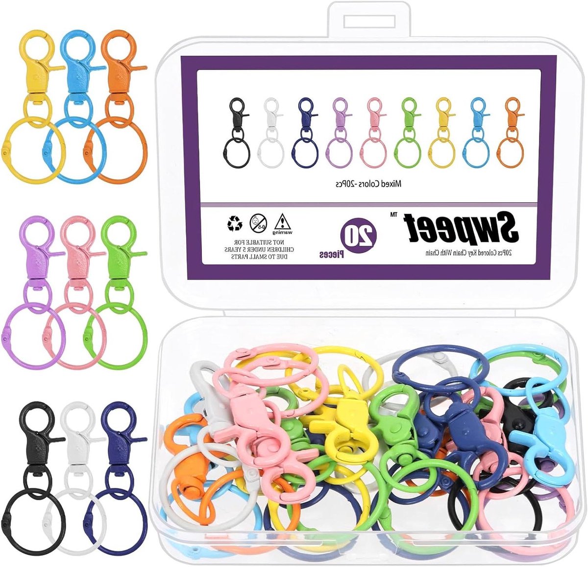 Sleutelhangers Ring Set - Karabijnhaak Clips - Sieraden Maken - Draaibare Trigger Haken - 100 Stuks - Multicolor