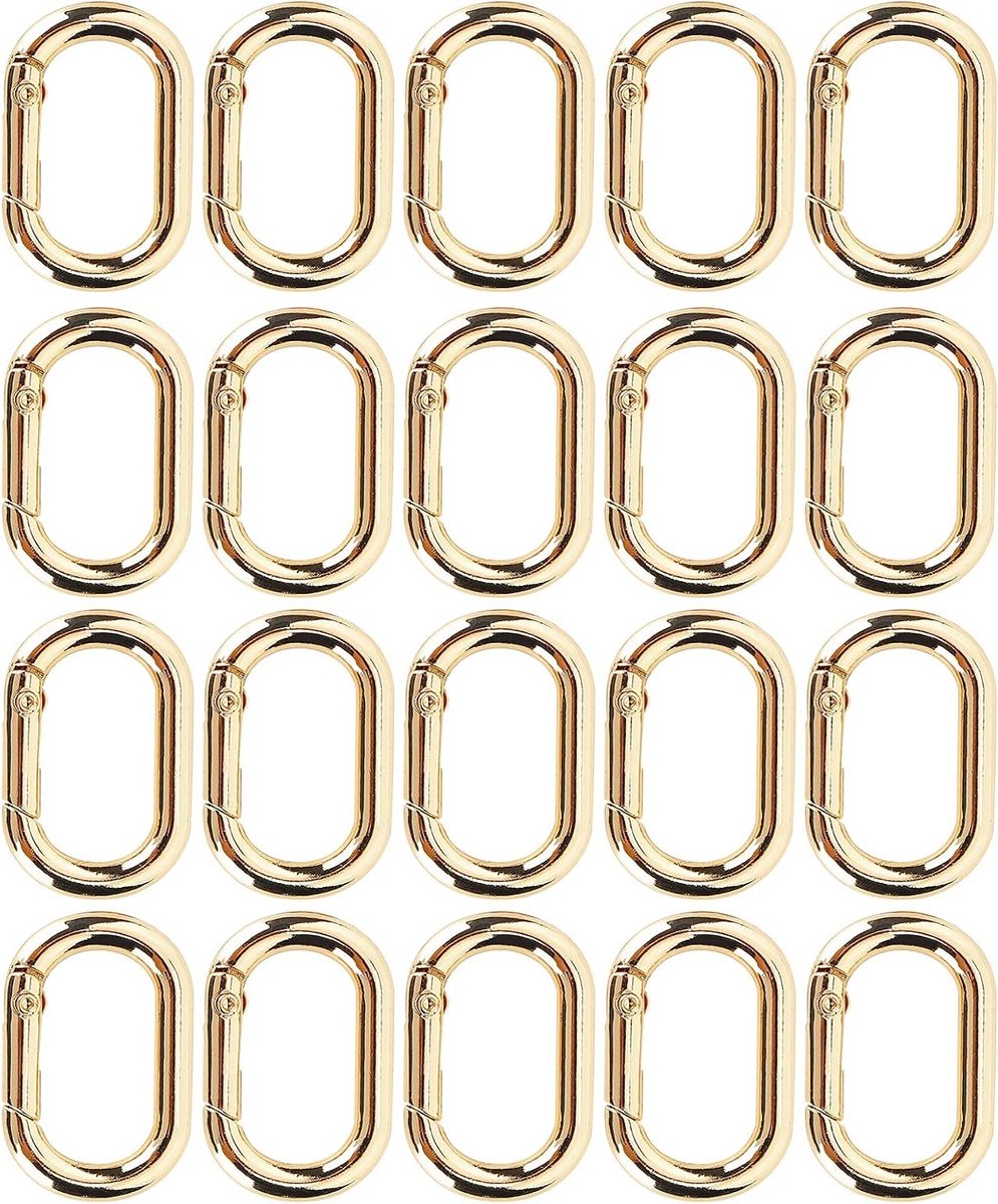 20 Stuks Oval Spring Buckle Carabiner Sleutelhanger 23mm Bevestiging voor Tassen, Portemonnees en Riemen (Goud)