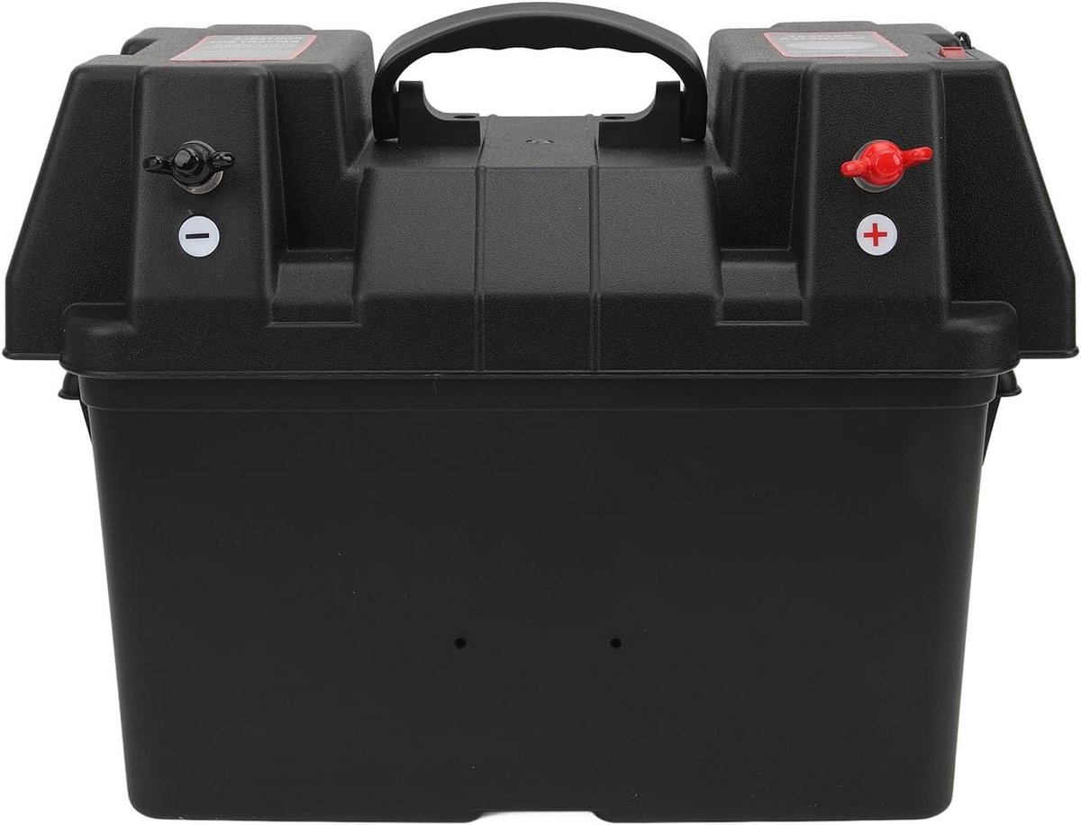 Accubak Trollingmotor - Batterij Center - Stroomvoorziening Onderweg - Waterdichte ABS Constructie - 43 x 32 x 27 cm - Zwart
