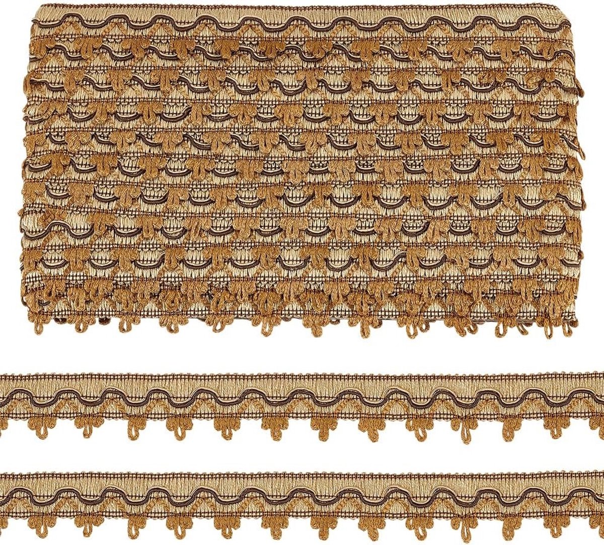 12 meter gevlochten polyester linten van 30 mm voor gordijndecoratie, kostuum naaien, en DIY knutselprojecten in donker goud