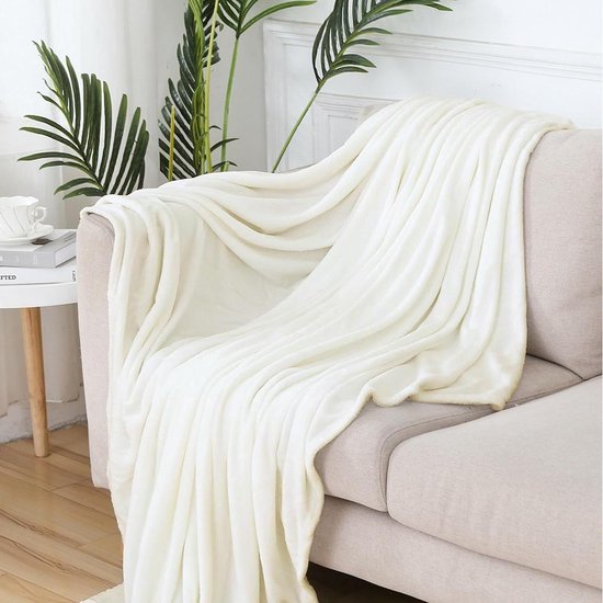 Verzwaringsdeken Pluche - Zachte Deken Sprei - Ontspanning en Comfort - Dubbelzijdig Extra Dik - 130 x 200 cm - Creme