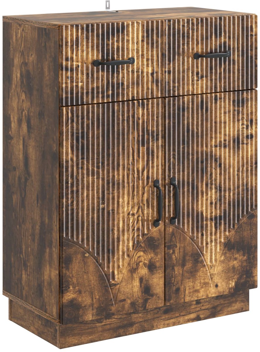 vidaXL - Dressoir - met - lade - Gerookt - eiken - 66 - x - 34,5 - x - 87 - cm - Bewerkt -