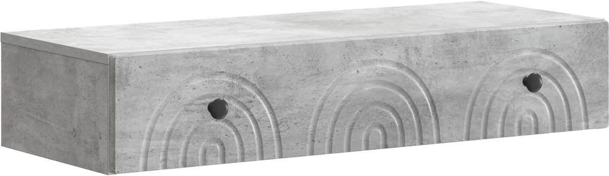 vidaXL Wandgemonteerde - Zijtafel - 87,5 - x - 34,5 - x - 17 - cm - Bewerkt - hout Betongrijs