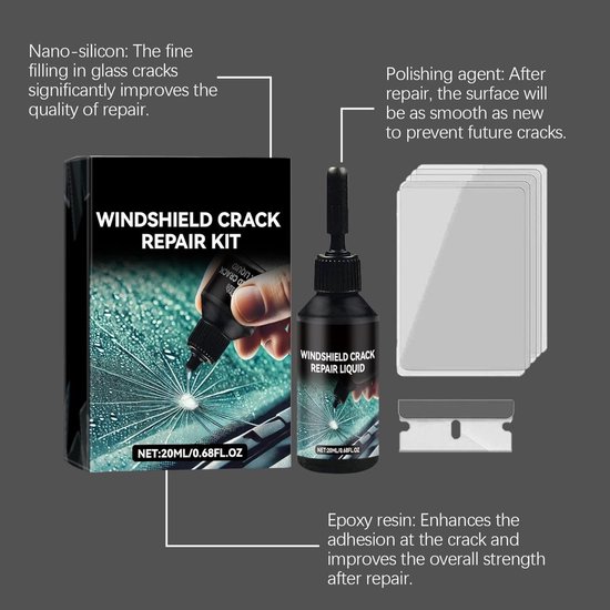 Ruit Reparatie Kit - Glas Herstel - Ster Schade Verhelpen - Verbeterde Harsformule - 20 ml - Transparant — afbeelding 5