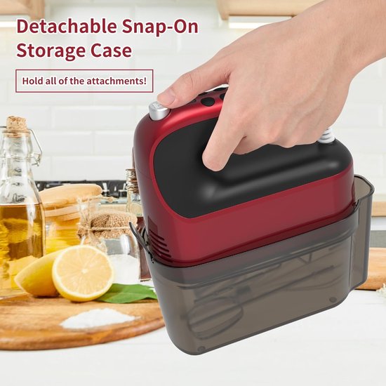 Handmixer Elektrisch - Keukenmixer Handmatig - Bakken en Mixen - 9 Snelheden Touch Control - 400 Watt - Rood van Merkloos — afbeelding 4