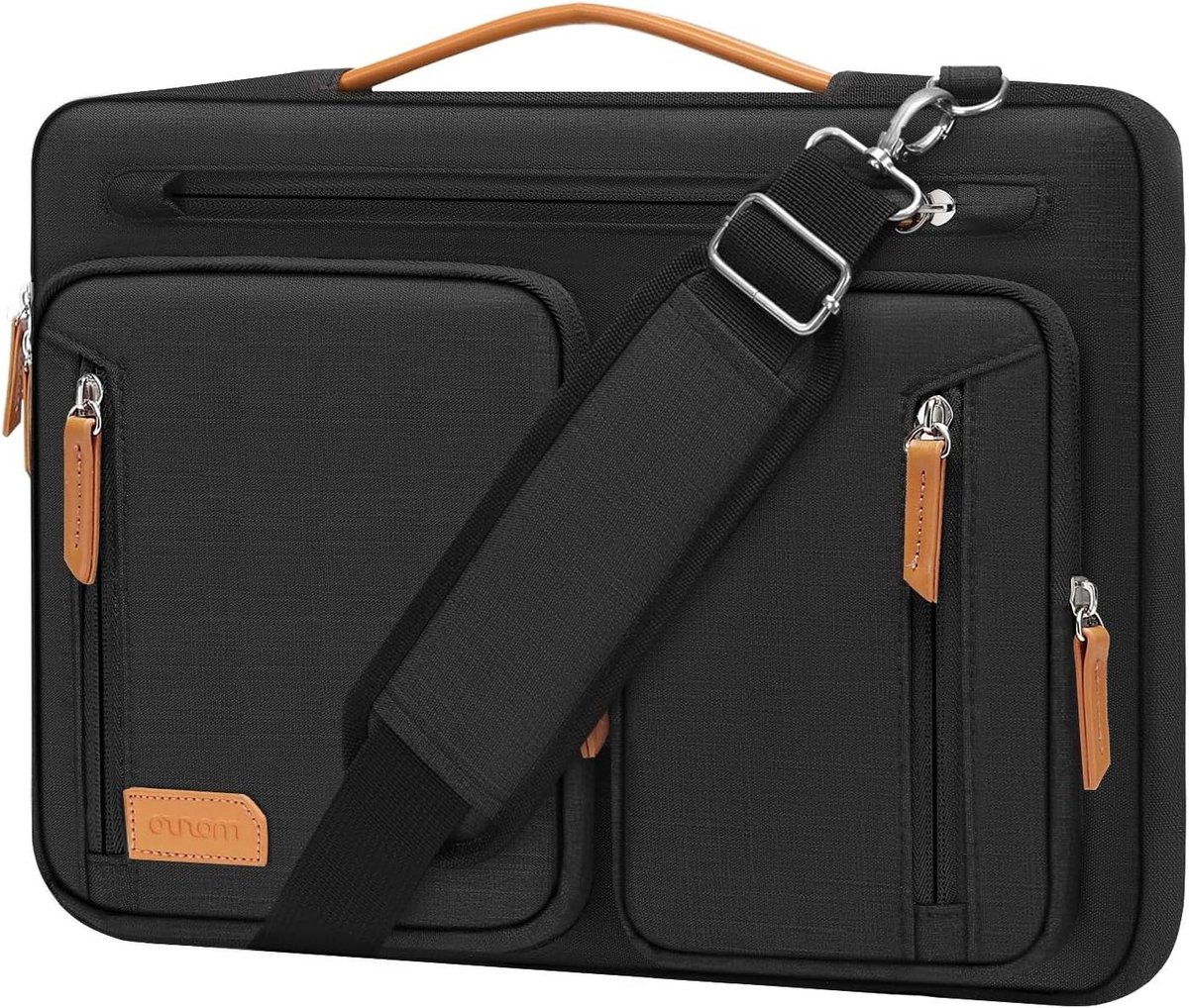 Laptoptas - Schoudertas Computertas - Veilig Transport - 360° Bescherming - 15.6 inch - Zwart