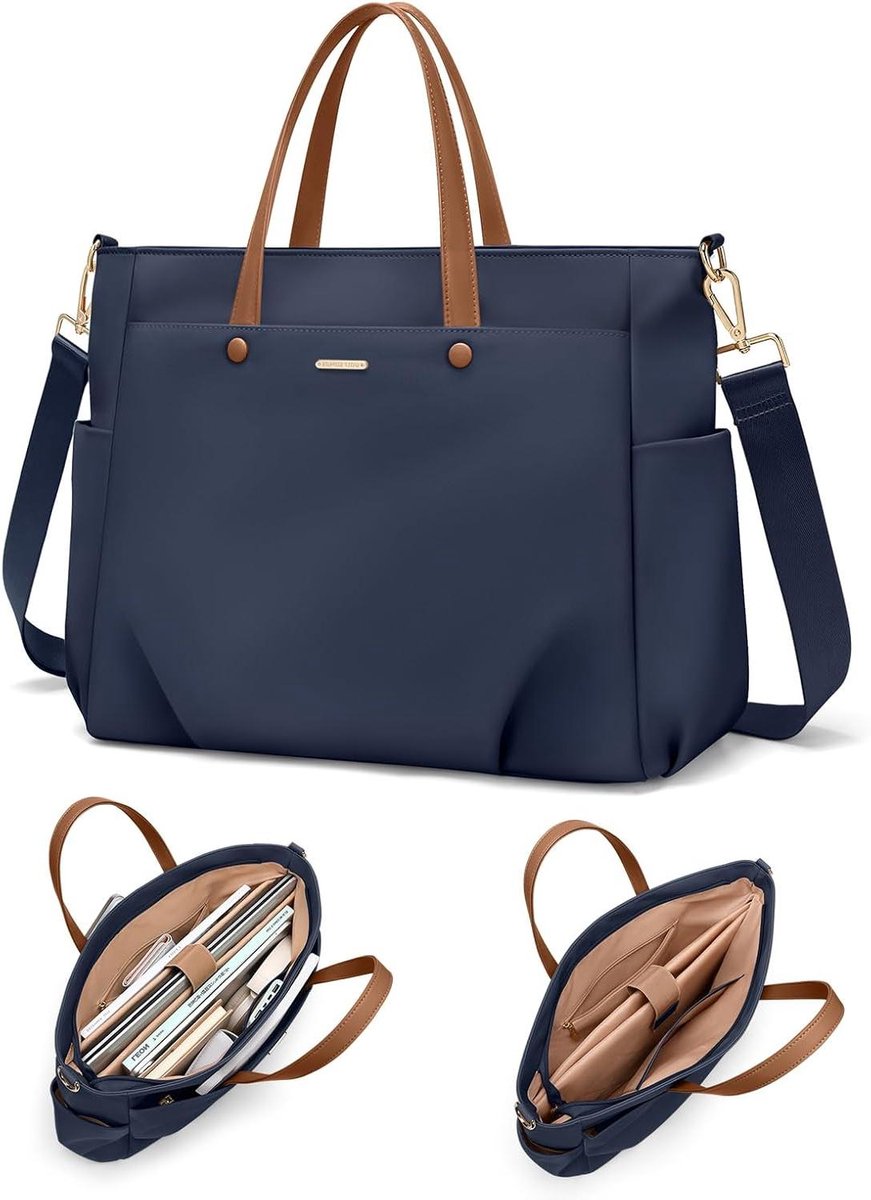 Laptoptas Dames - Handtas Werk - Zakelijk Reizen - Waterafstotend Nylon - 38 x 11 x 32 cm - Zwart