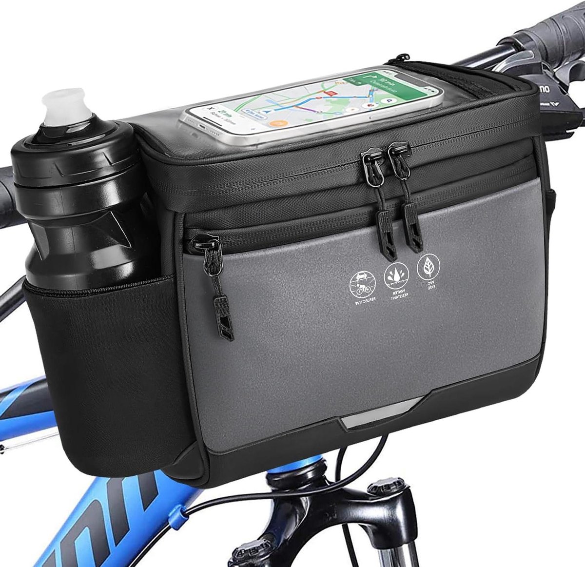 Fietsstuurtas - Fietsmand Voorvak - Spullen Meenemen - Waterdicht Geïsoleerd - 35 Liter - Zwart