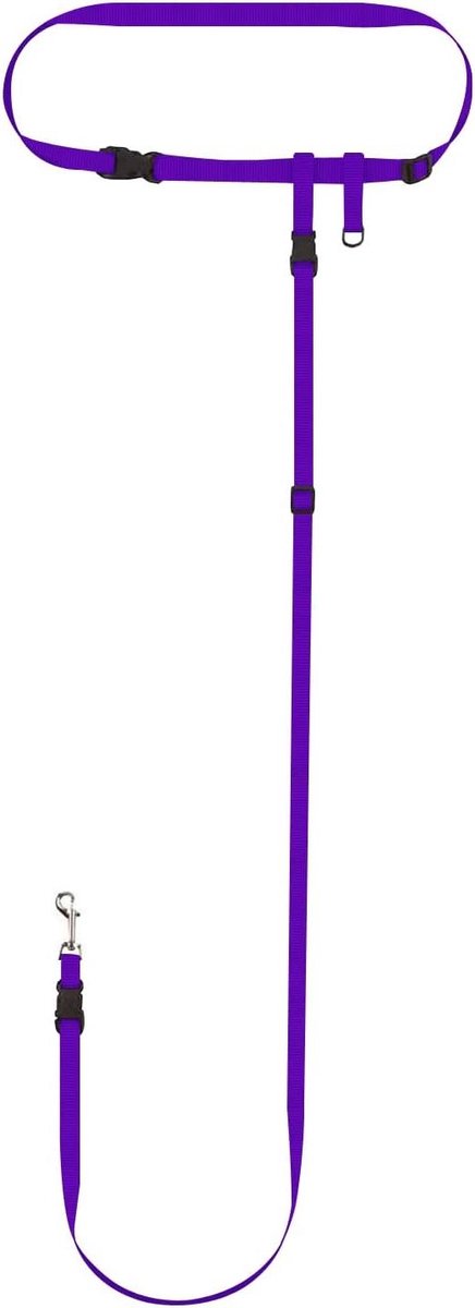 Handsfree Hondenriem - Verstelbare Riem - Hardlopen en Wandelen - Omvormbaar naar Handriem - Taille 27-50 inch - Paars
