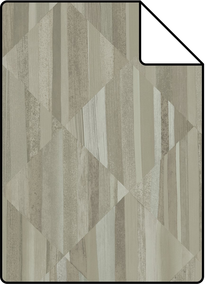Proefstaal Origin Wallcoverings behang 3D-houtmotief taupe - 26.5 x 21 cm - 347867-S