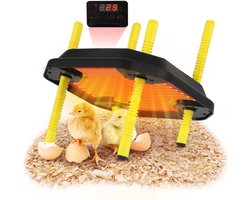 Warmteplaat voor kuikens 25x25cm 30W zwart/geel - Met instelbare thermostaat en temperatuurregeling