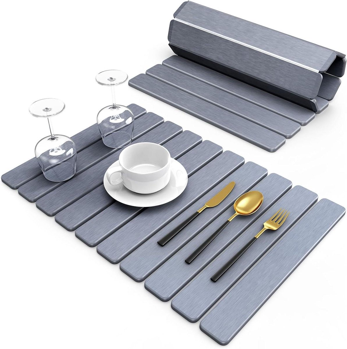 Keuken Droogmat - Absorberende Mat - Aanrecht Drogen - Snelle Absorptie - 60x40cm - Donkergrijs