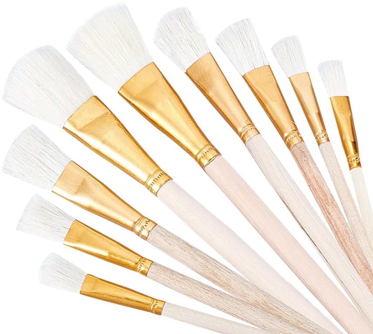 Vt products - Vergulde Borstel Set - 9 Stijlen - Perfect voor Kunst en Ambachten - Burlywood - Eetbare Goudblad Borstels - Voor Creatieve Projecten