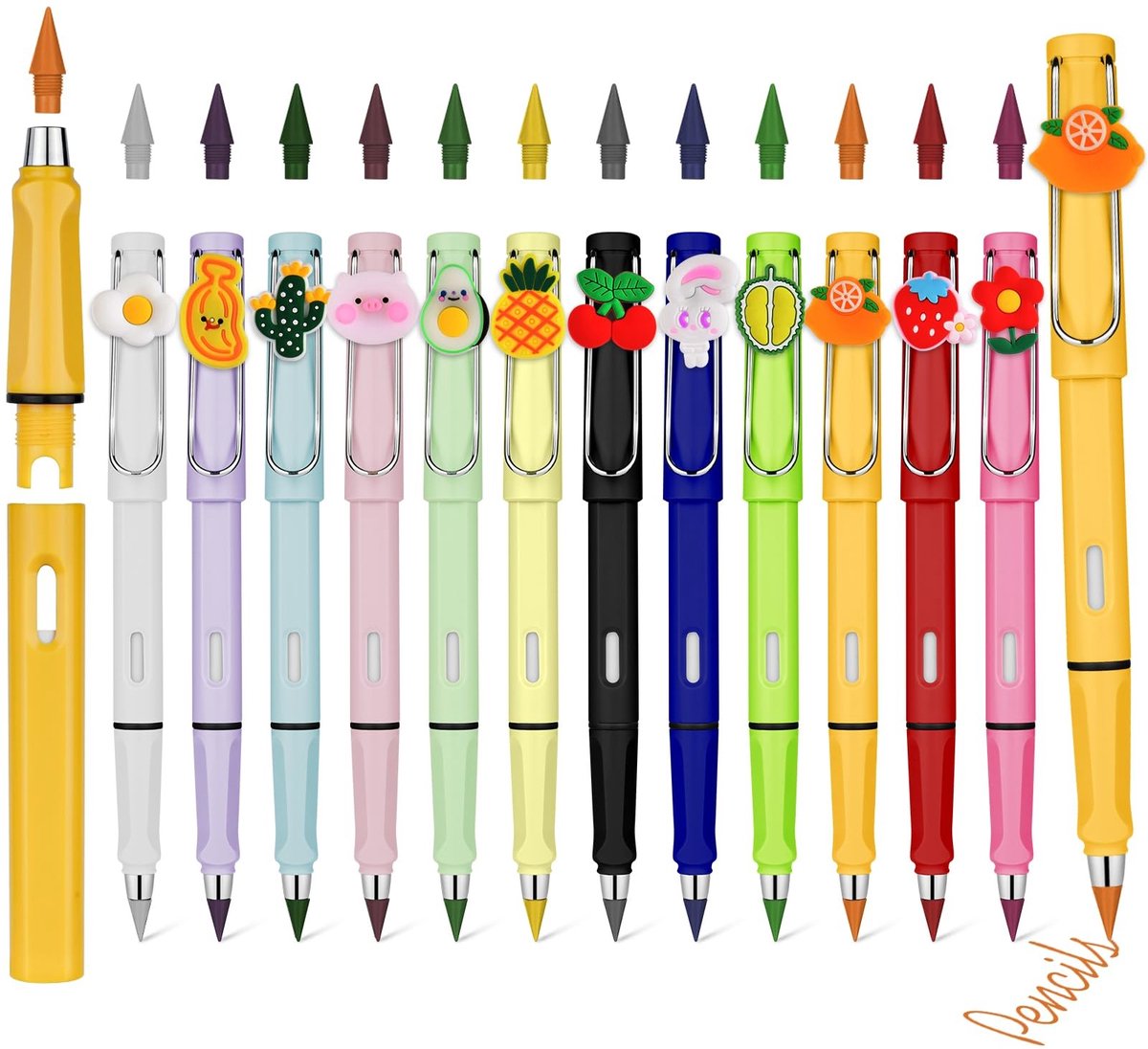 Golden crown - Inktloos Potlood - Herbruikbaar - Kleur en Functie - Perfect voor Studenten en Thuiswerkers - 12 Verwisselbare Punten - Duurzaam Schrij