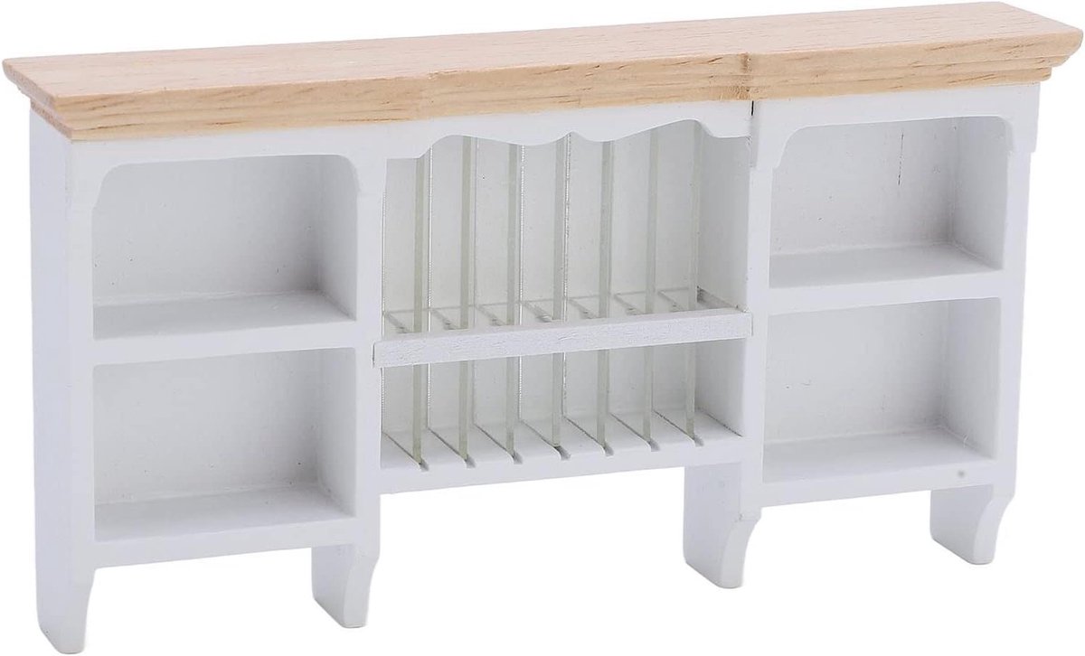 Poppenhuis Opbergkast - Miniatuur Kastje - Poppenhuis Decoratie - Wandmontage Ontwerp - 1/12 Schaal - Wit