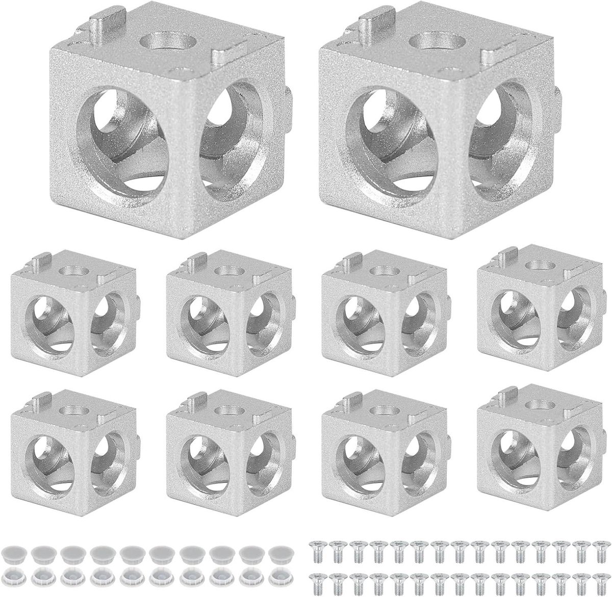 Hoekverbinder Set - Kubus Connector - Frame Bouwen - Drieweg Verbinding - 10 Stuks - Zilver