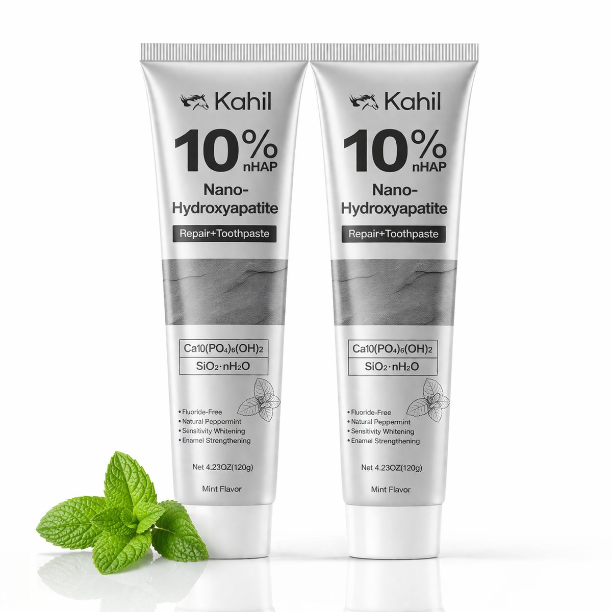10% Hydroxyapatite Tandpasta - 2 stuks - Mint Smaak - Tandenbleek - Diep Schoon - Tandglazuur herstellen - hydroxyapatiet - Kiespijn - Gaatjes