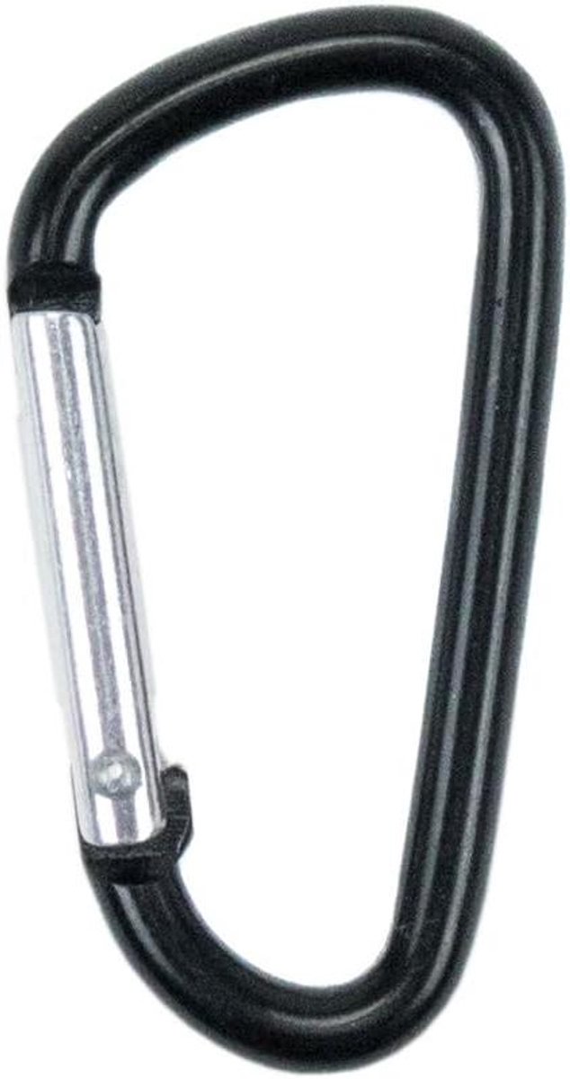 Aluminium D-ring - Karabijnhaak clip - Kamperen en outdoor - Veelzijdige bevestiging - Bulk pakket - Zwart