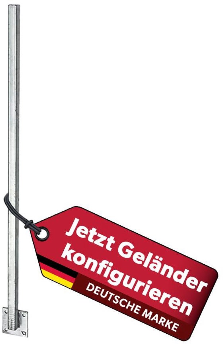 Universele paal om vast te schroeven | 30 x 30 mm vierkant | weerbestendige railingpaal direct aan de plaat gelast | thermisch verzinkt staal