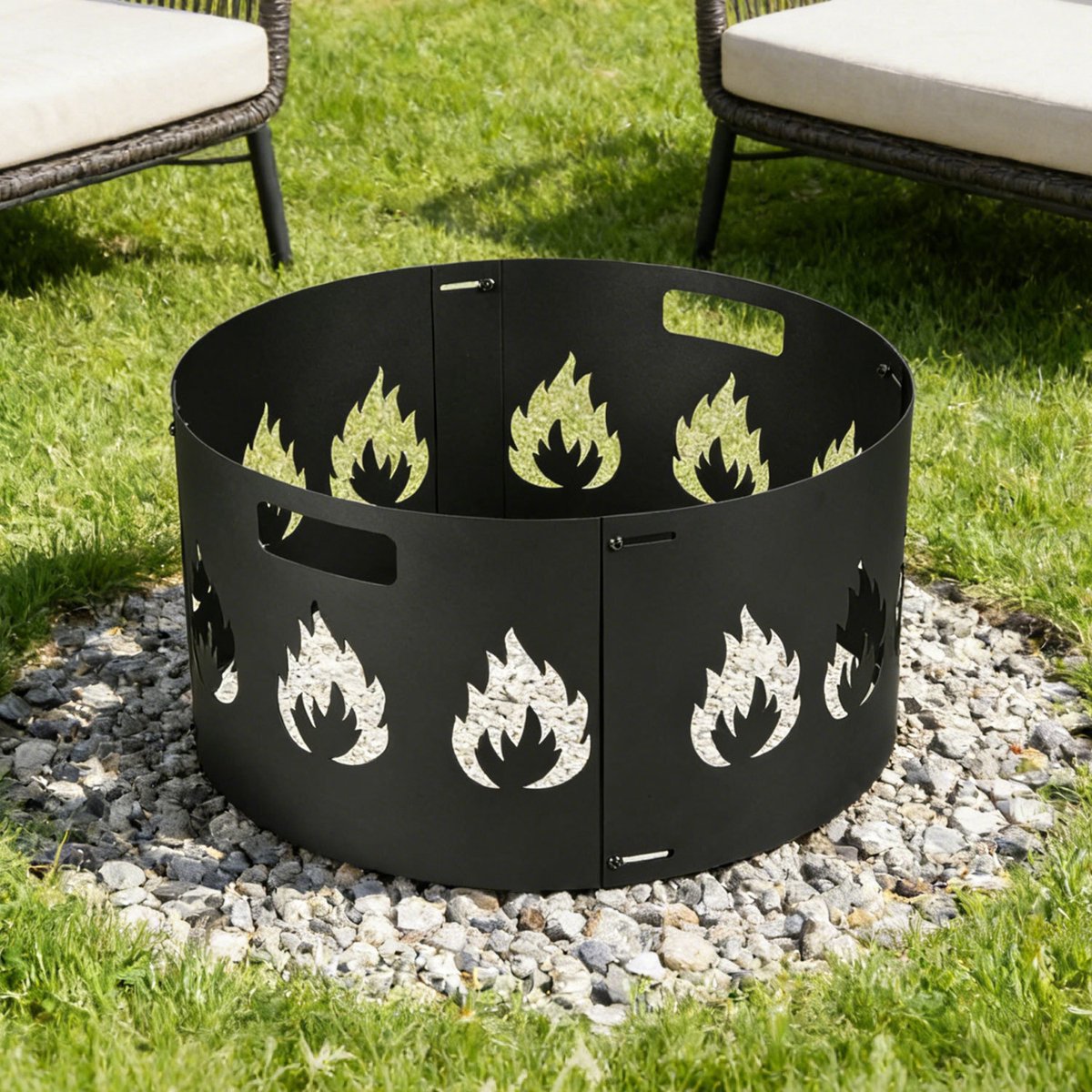 Vonkenvanger, modulaire brandwerende kap voor een vuurkorf, gemaakt van ijzer, met een verstelbare diameter van 55-60 cm