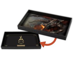 Dobbelsteenbak - Rolmat - Tafelspel avond - Omkeerbare mat - 37 x 20 cm - Zwart met draak
