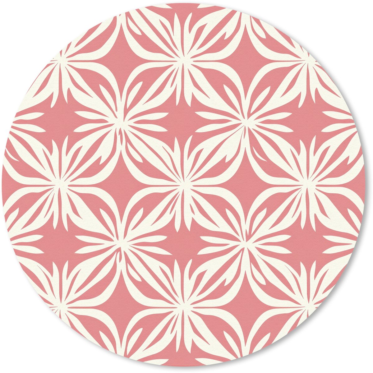 Muismat rond 30x30 cm - Mousepad Roze - Bloemenmotief - Wit - Modern - Ronde muismatten