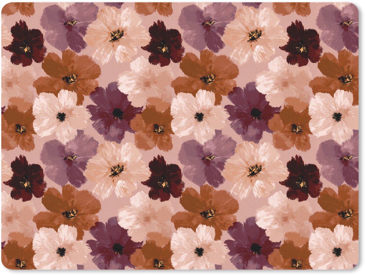 Muismat 12x10 cm - Mousepad Bloemen - Abstract - Aardetinten - Muismatten
