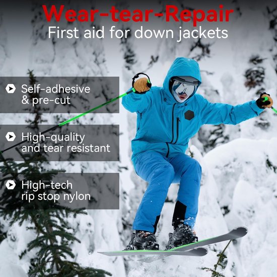Reparatiepleisters - Nylon patches - Kleding herstellen - Zelfklevend waterdicht - 8 stuks - Koningsblauw van Merkloos — afbeelding 2