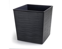 Bloempot Vierkant - Plantenbak Groot - Binnen Buiten Gebruik - Waterdicht Geen Gaten - 19 x 19 cm - Grafiet
