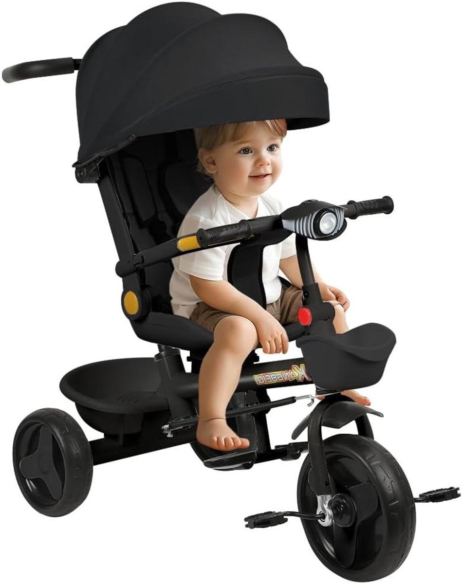 Opvouwbare kinderwagen - Compacte reisbuggy - Reizen met baby - Trolley-systeem - 100 x 75 x 50 cm - Zwart