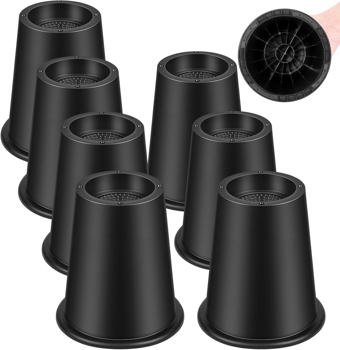 Bedverhogers - Meubelverhogers - Meer Opbergruimte - Stapelbaar en Verstelbaar - 8 Stuks 6 Inch - Zwart