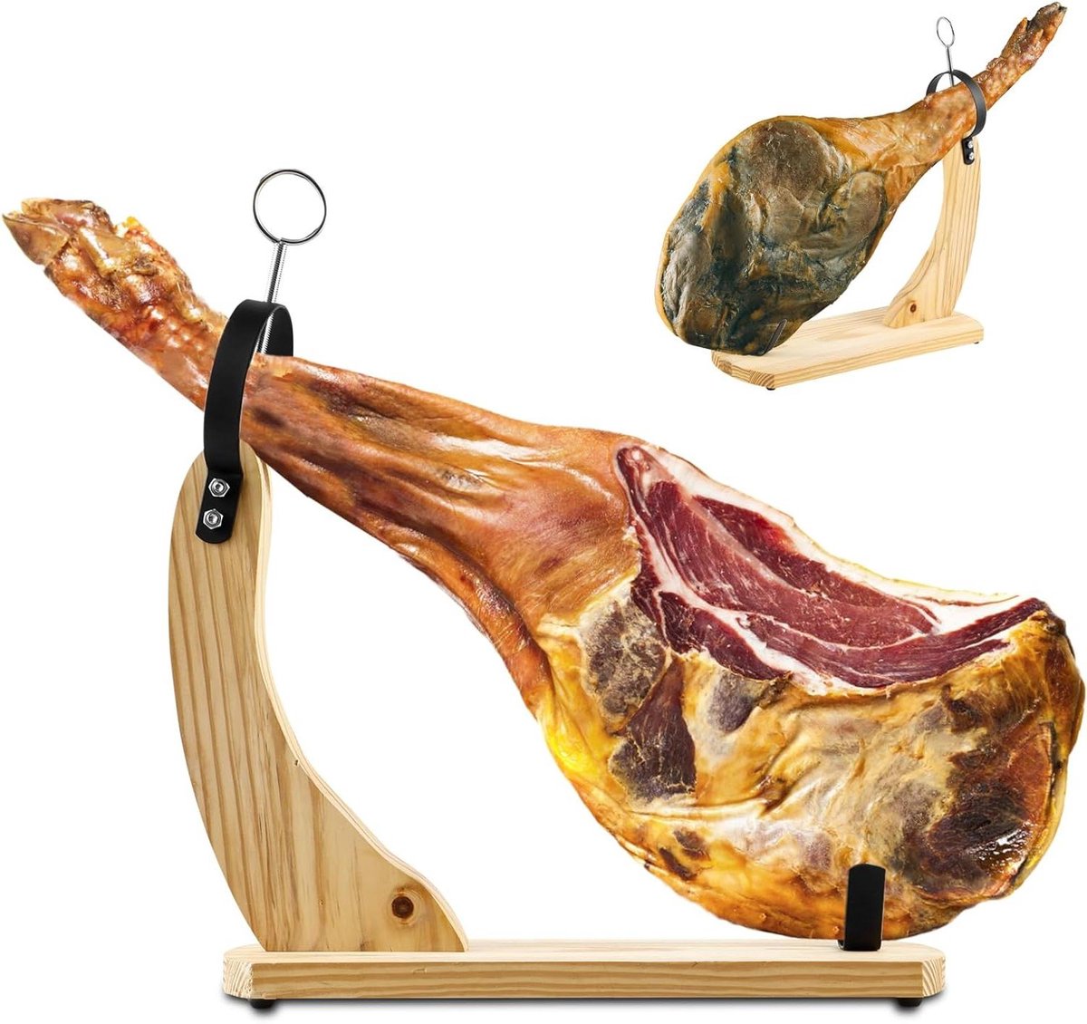 Houten Hamstandaard - Snijplank Houder - Ham Snijden - Antislip Pads - 38x17x43 cm - Houtkleur