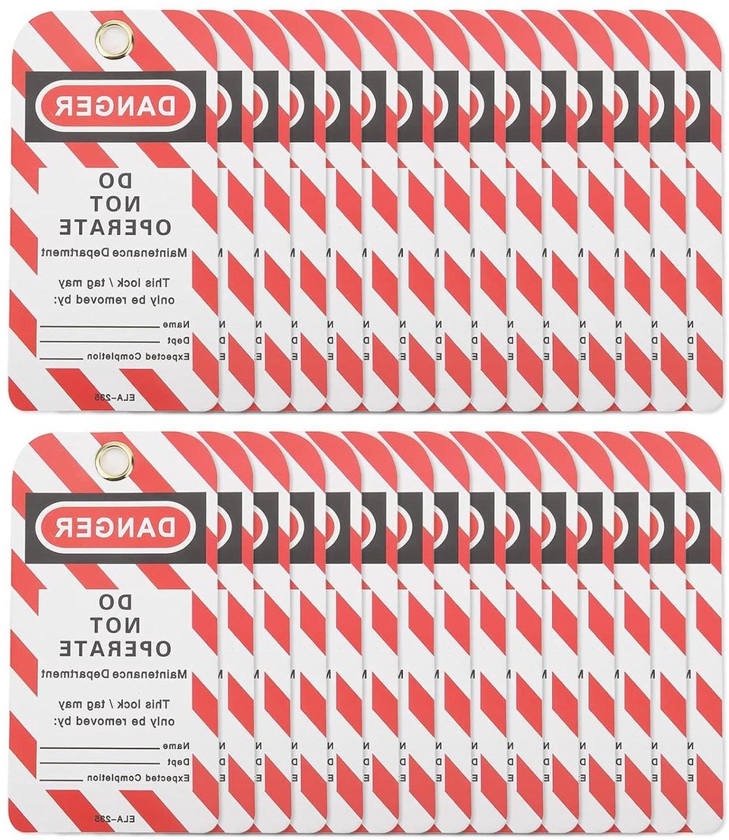 Veiligheidswaarschuwing Tags - Lockout Tags - Veiligheid Werkplaats - Herbruikbaar PVC Materiaal - 30 Stuks - Rood