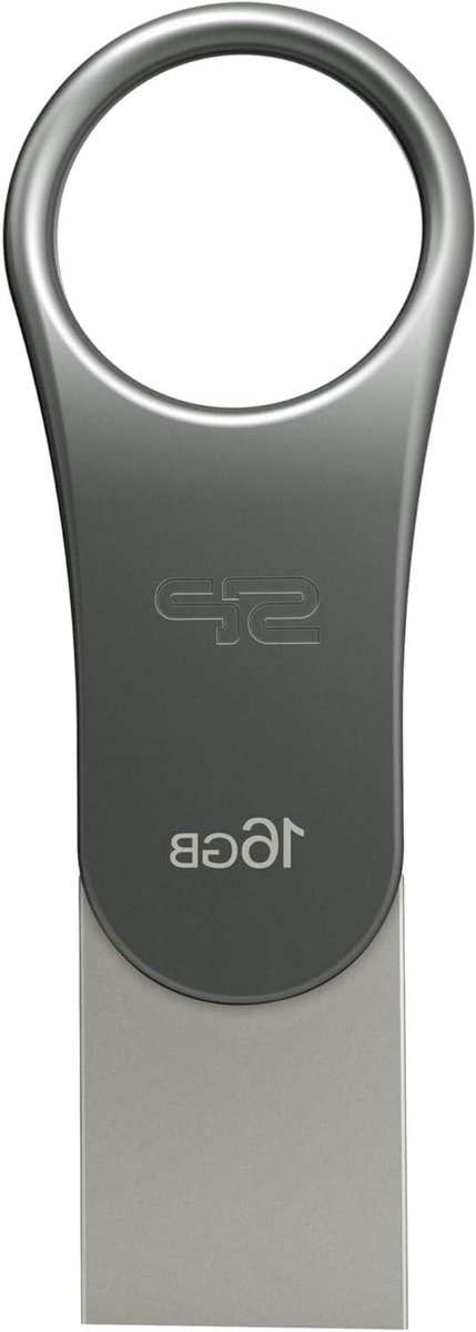 USB-stick - Geheugenstick Dual - Bestanden Overzetten - Draaibare Kap - 16 GB - Titanium