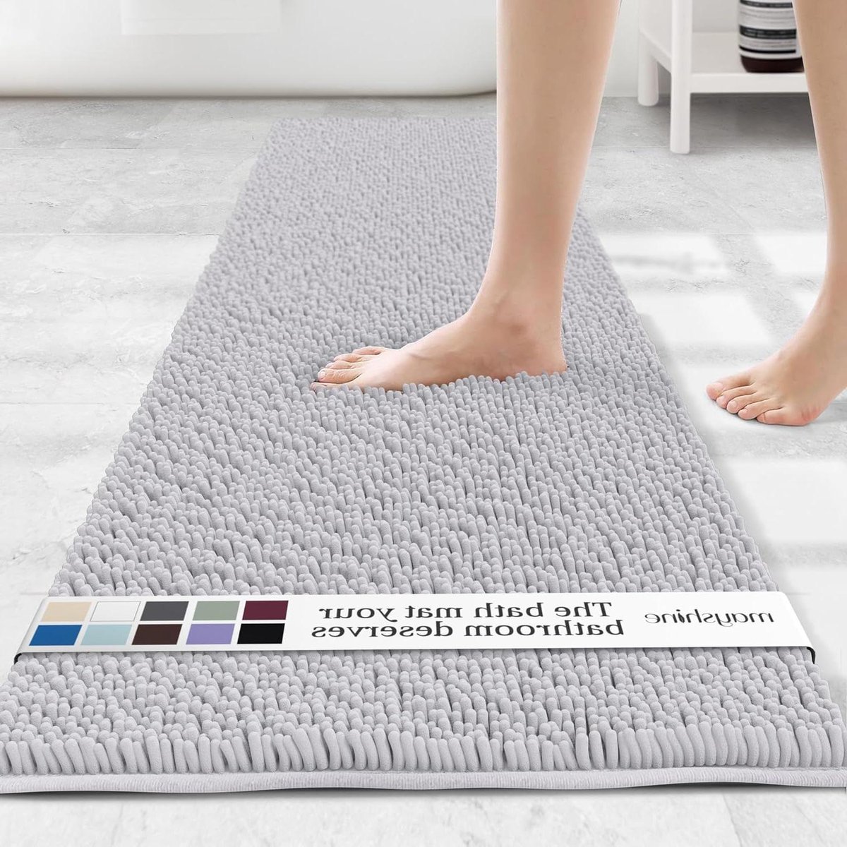 Lange deurmat loper - Badkamer tapijt - Water absorberen - Antislip onderkant - 71 x 31 inch - Wit